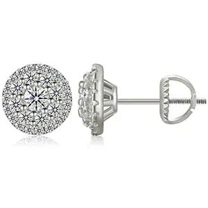 8.8MM Moissanite Pavé Dome Stud Earrings – “Infinite Shine” Edition White Gold - Shop Gold Supply