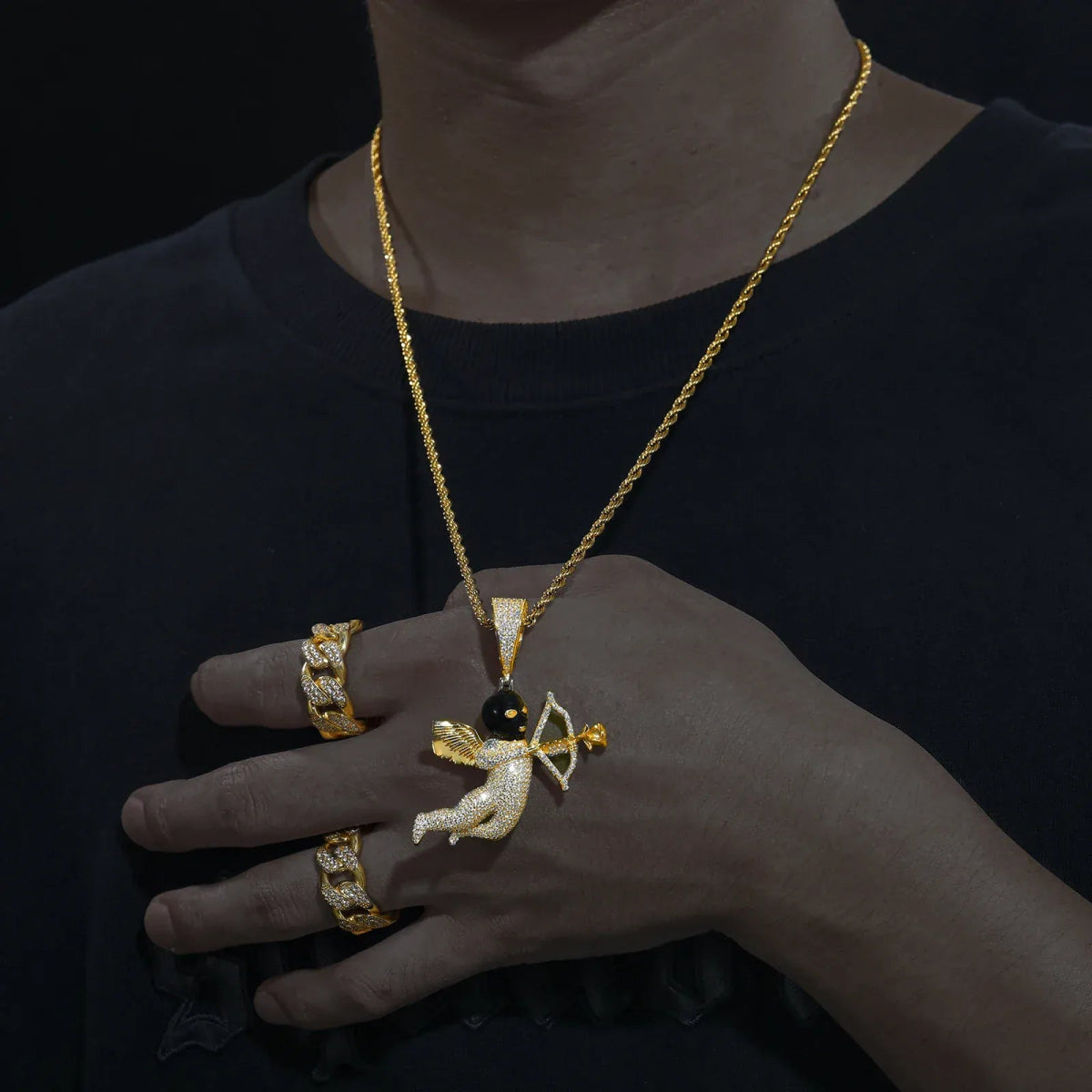 Angel Shooter Moissanite Pendant – “Love Struck” Edition Yellow Gold - Shop Gold Supply