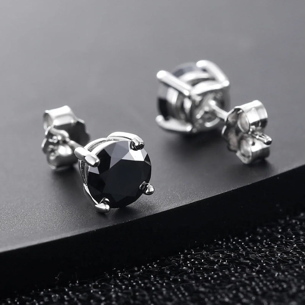 Black Moissanite Round Stud Earrings – “Shadow Ice” Edition White Gold 0.5 Carat (5MM) - Shop Gold Supply