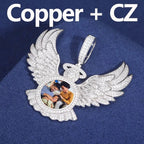 Custom Angel Wing Photo Pendant – “Heavenbound Tribute” Edition VVS1 5A CZ White Gold 18 IN Rope - Shop Gold Supply