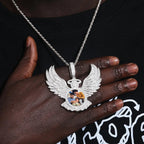 Custom Angel Wing Photo Pendant – “Heavenbound Tribute” Edition VVS1 5A CZ White Gold 18 IN Rope - Shop Gold Supply
