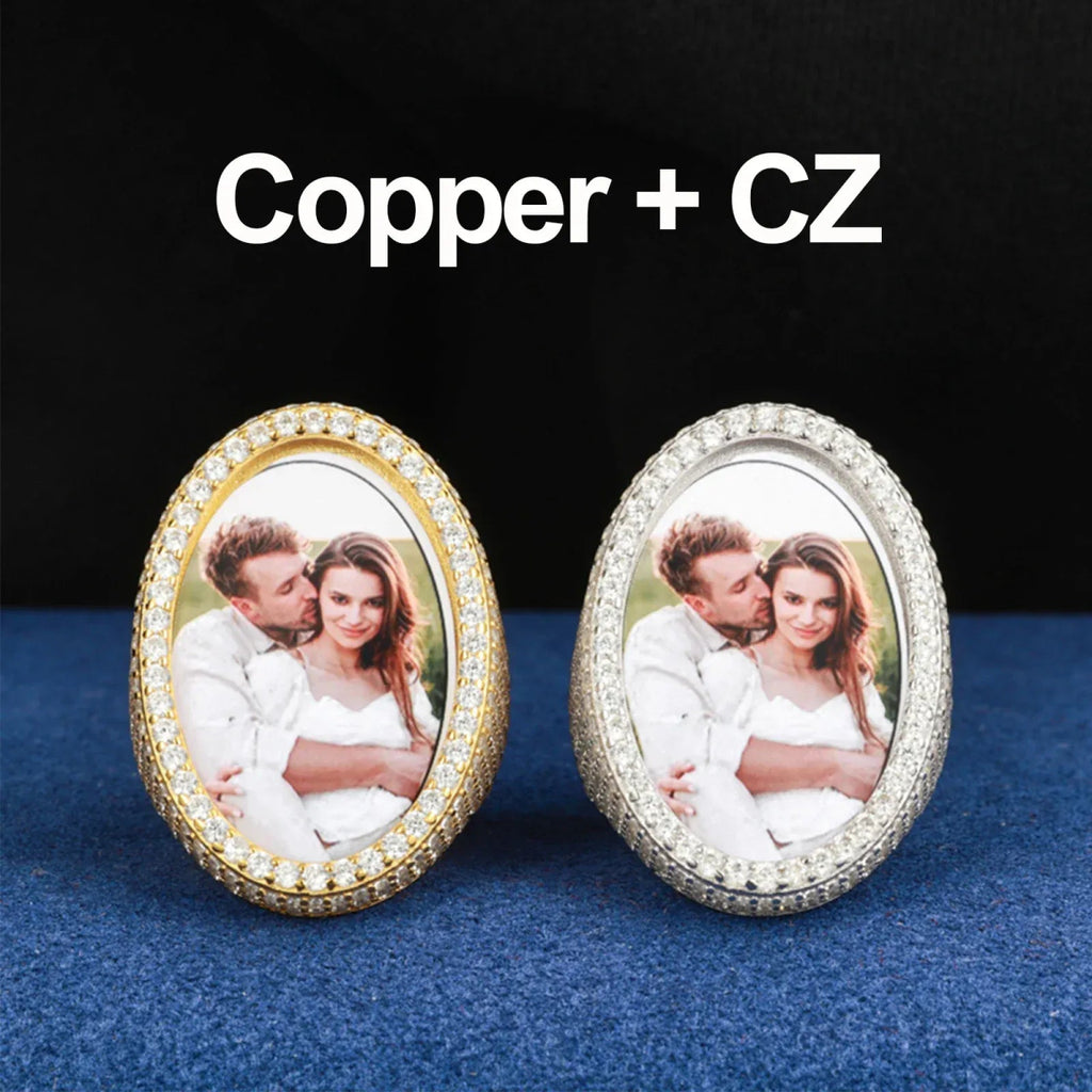 Custom Iced Photo Memory Ring – “Eternal Portrait” Edition VVS1 5A CZ Yellow Gold 9 - Shop Gold Supply