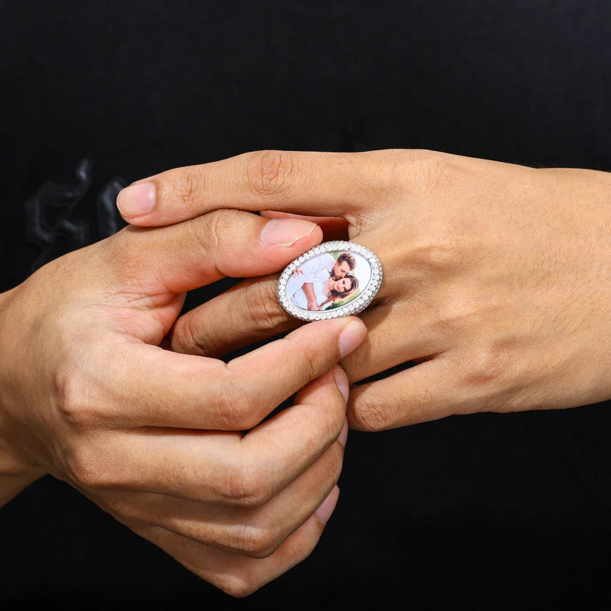 Custom Iced Photo Memory Ring – “Eternal Portrait” Edition VVS1 5A CZ Yellow Gold 9 - Shop Gold Supply