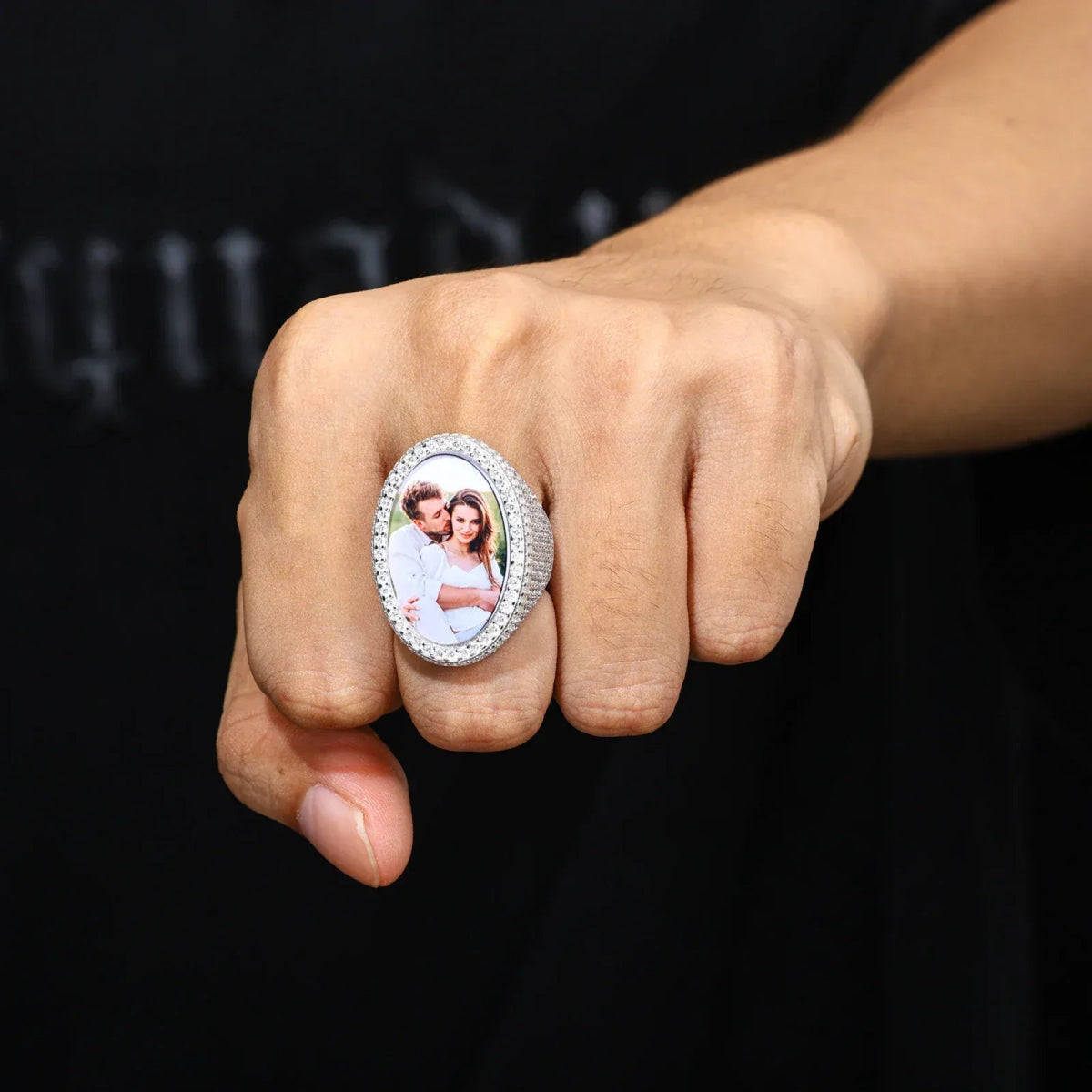 Custom Iced Photo Memory Ring – “Eternal Portrait” Edition VVS1 5A CZ Yellow Gold 9 - Shop Gold Supply