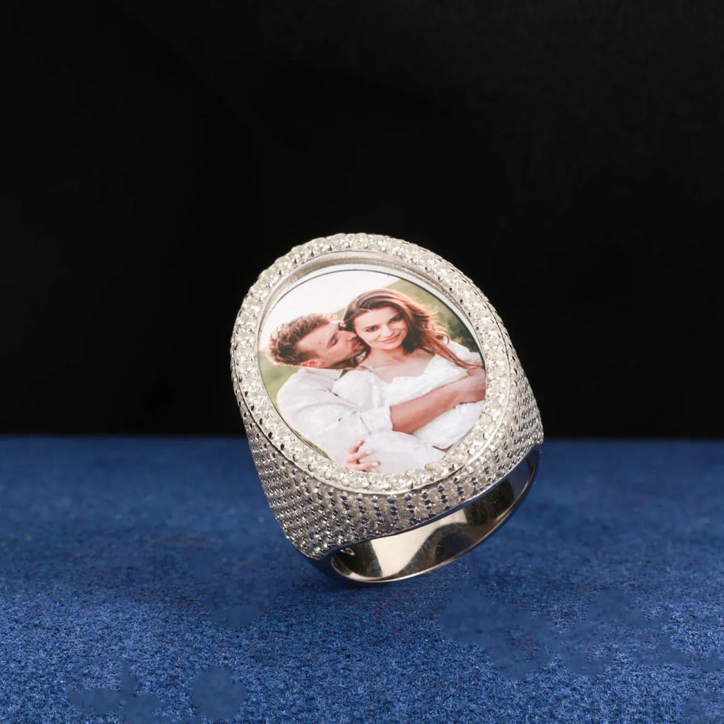 Custom Iced Photo Memory Ring – “Eternal Portrait” Edition VVS1 5A CZ Yellow Gold 9 - Shop Gold Supply