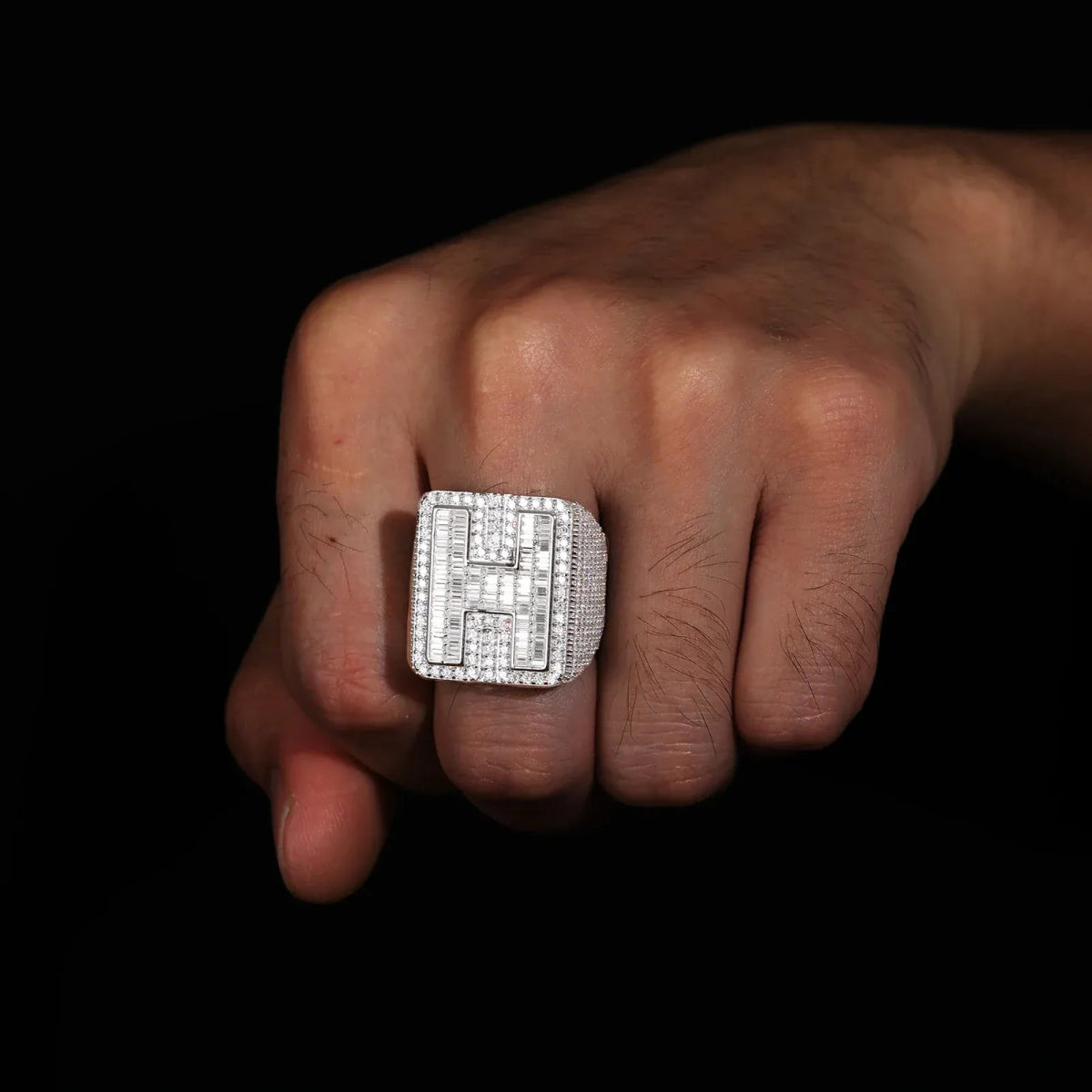 Custom Initial Iced Ring – “Prime Letter” Edition A 7 - Shop Gold Supply