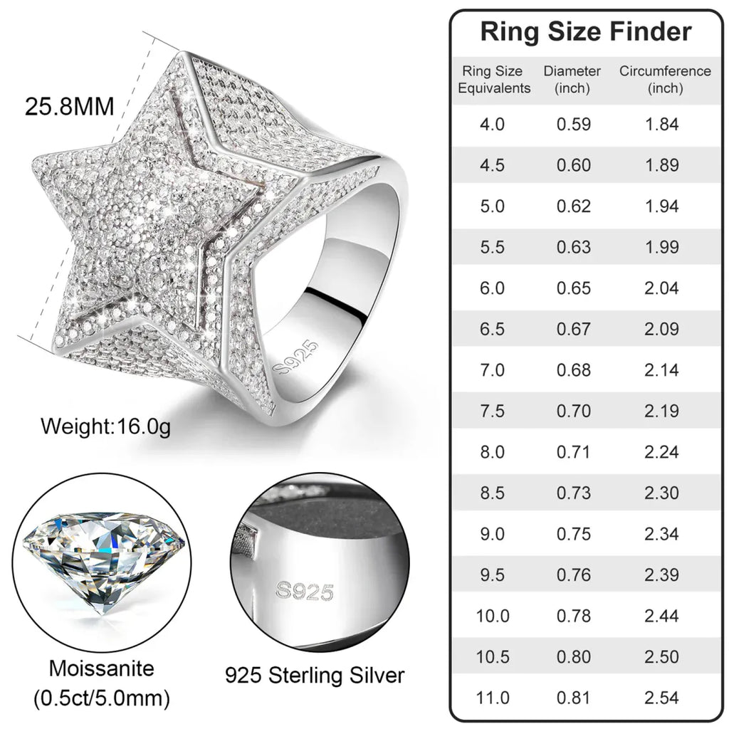 Five-Point Star Pavé Ring – “Supernova Shine” Edition - The Gold Supply