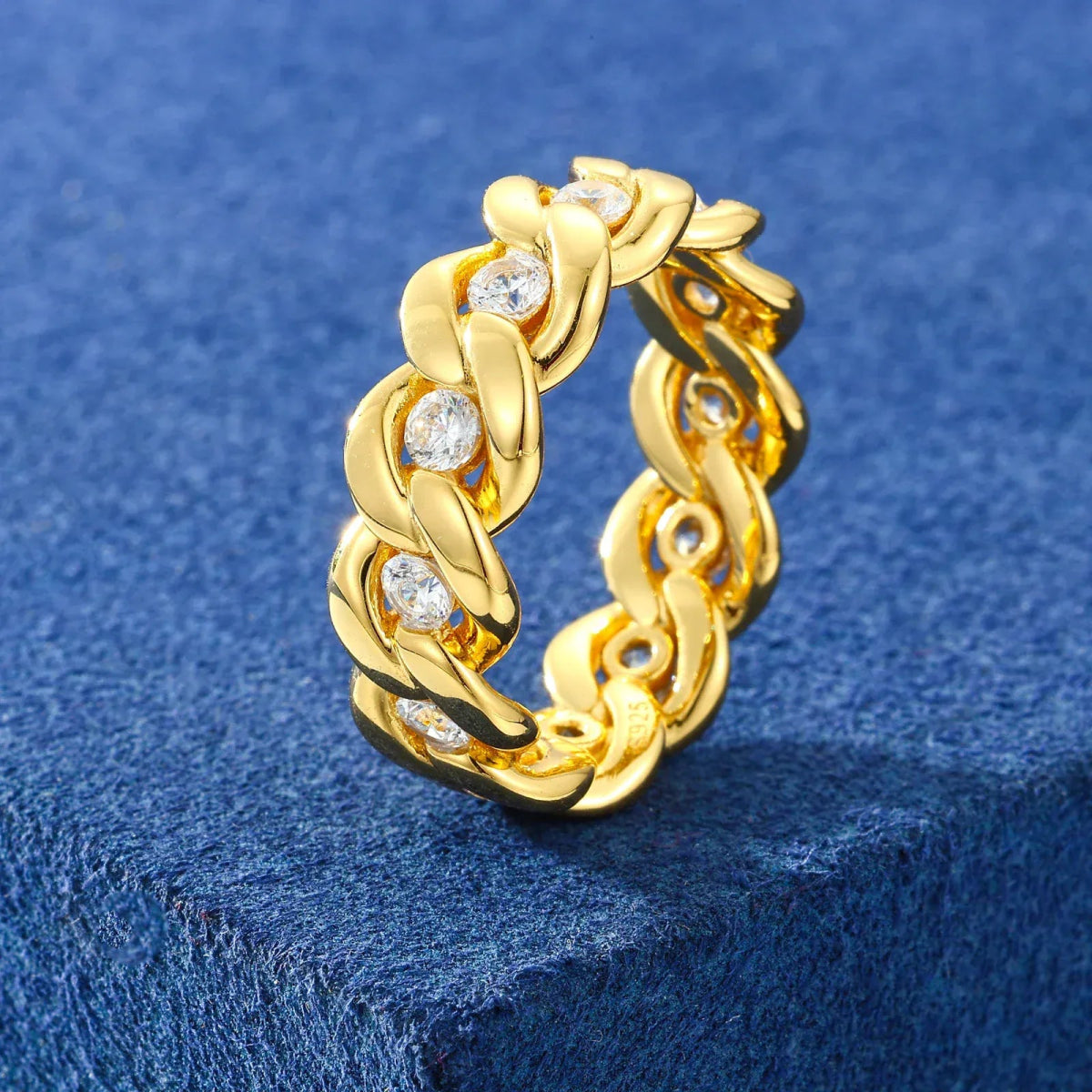 Floating Stone Cuban Link Ring – “Diamond Spine” Edition Gold 6 - Shop Gold Supply