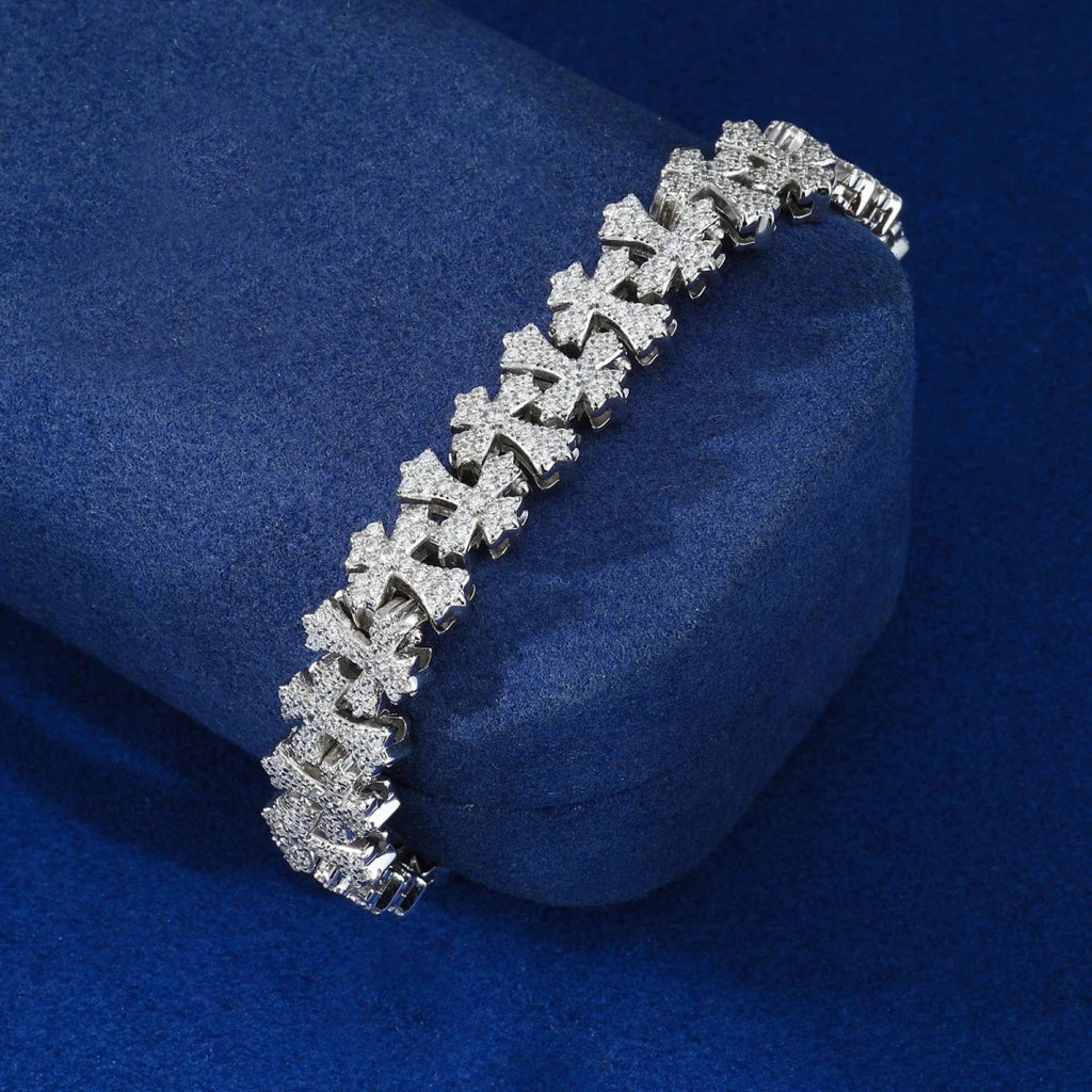 Gothic Ice Link Bracelet – “Sanctuary Shine” Edition VVS 5A CZ 6 IN White Gold - Shop Gold Supply