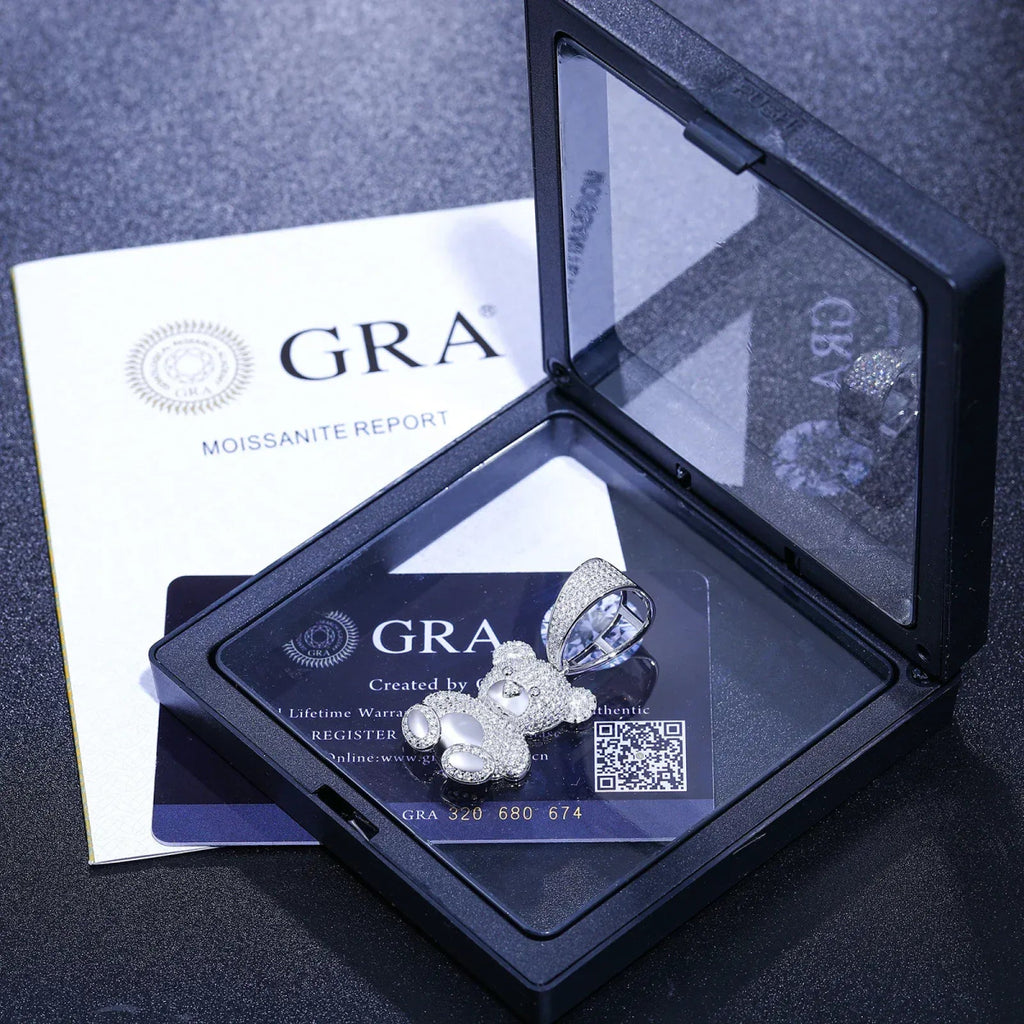 Iced Bear Moissanite Pendant – “Royal Cub” Edition White Gold - Shop Gold Supply