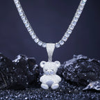 Iced Bear Moissanite Pendant – “Royal Cub” Edition White Gold - Shop Gold Supply