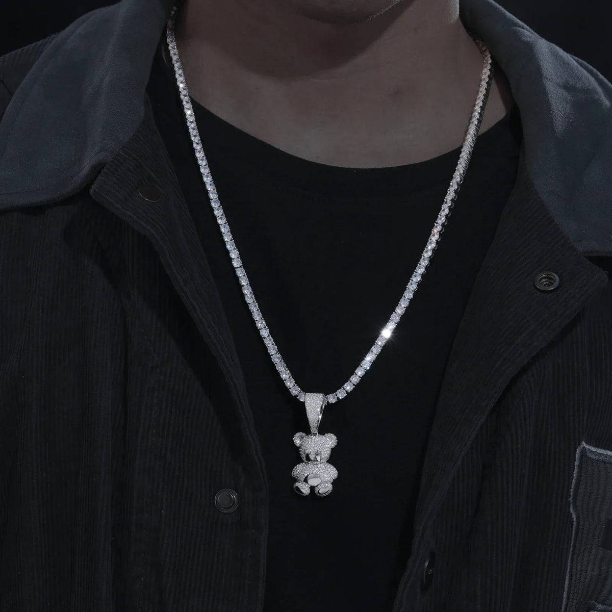 Iced Bear Moissanite Pendant – “Royal Cub” Edition White Gold - Shop Gold Supply