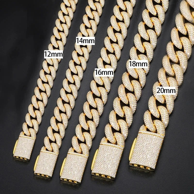 120MM / White Gold / 18 IN (Necklace) Iced Bubble Cuban Chain – ”Avalanche Links” Edition - The Gold Supply