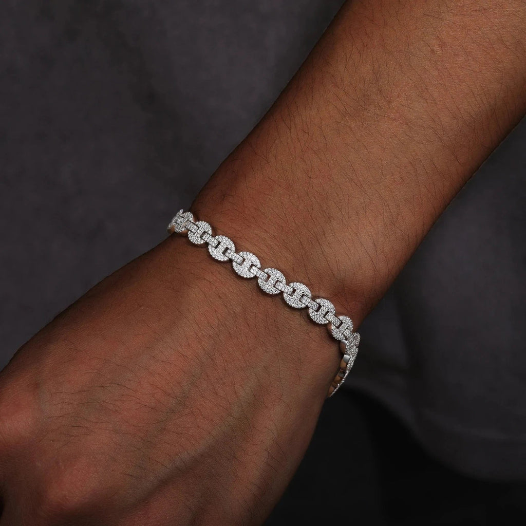 Iced Coffee Bean Link Bracelet – “Frost Bite” Edition 6MM 6 IN - Shop Gold Supply