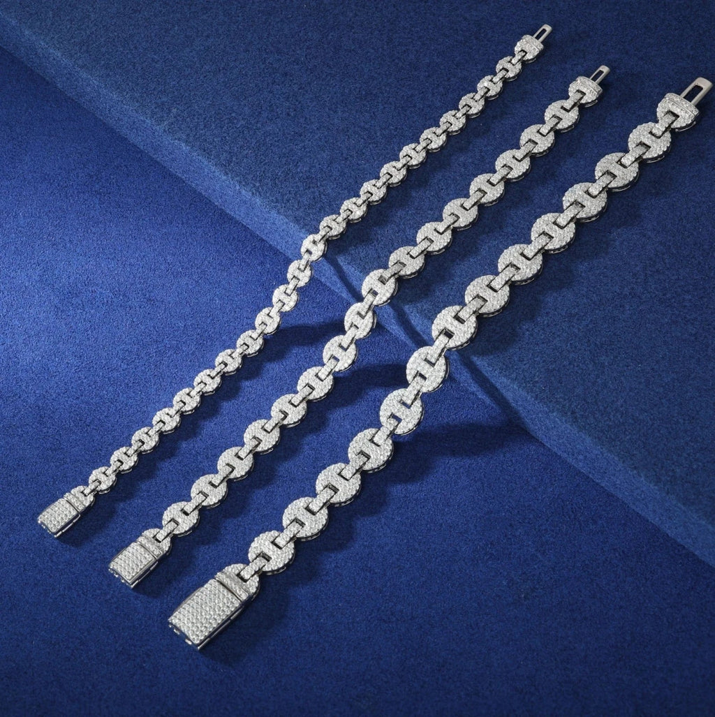 Iced Coffee Bean Link Bracelet – “Frost Bite” Edition 6MM 6 IN - Shop Gold Supply
