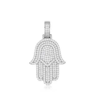 Iced Hamsa Moissanite Pendant – “Divine Protection” Edition White Gold - Shop Gold Supply