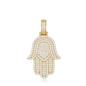 Iced Hamsa Moissanite Pendant – “Divine Protection” Edition White Gold - Shop Gold Supply