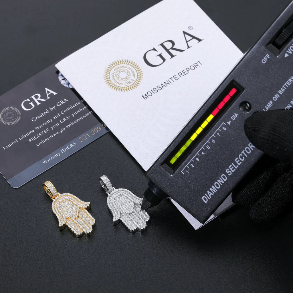 Iced Hamsa Moissanite Pendant – “Divine Protection” Edition Yellow Gold - Shop Gold Supply