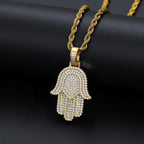Iced Hamsa Moissanite Pendant – “Divine Protection” Edition Yellow Gold - Shop Gold Supply