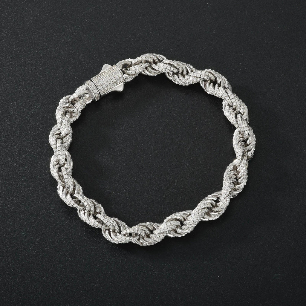Iced Rope Bracelet – “Glacier Twist” Edition White Gold 6 IN 8MM Moissanite - Shop Gold Supply