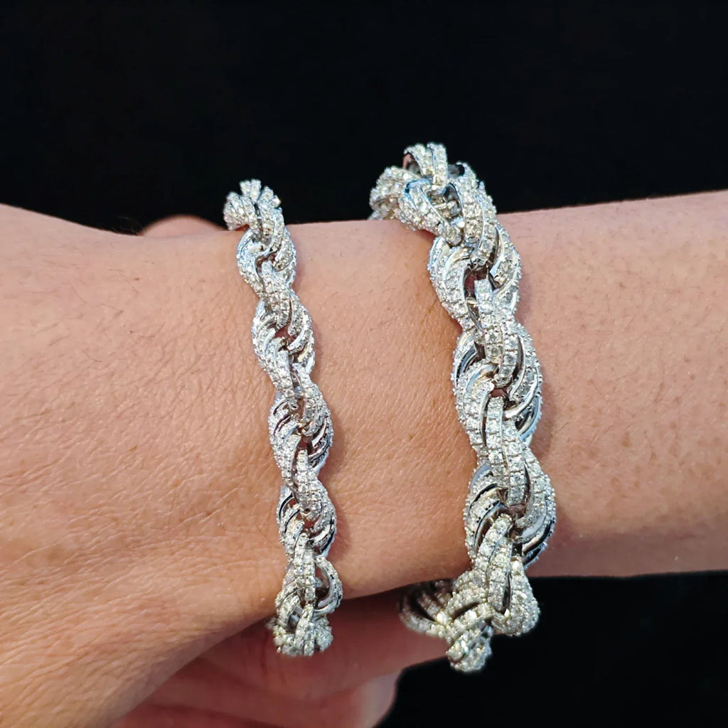 Iced Rope Bracelet – “Glacier Twist” Edition White Gold 6 IN 8MM Moissanite - Shop Gold Supply