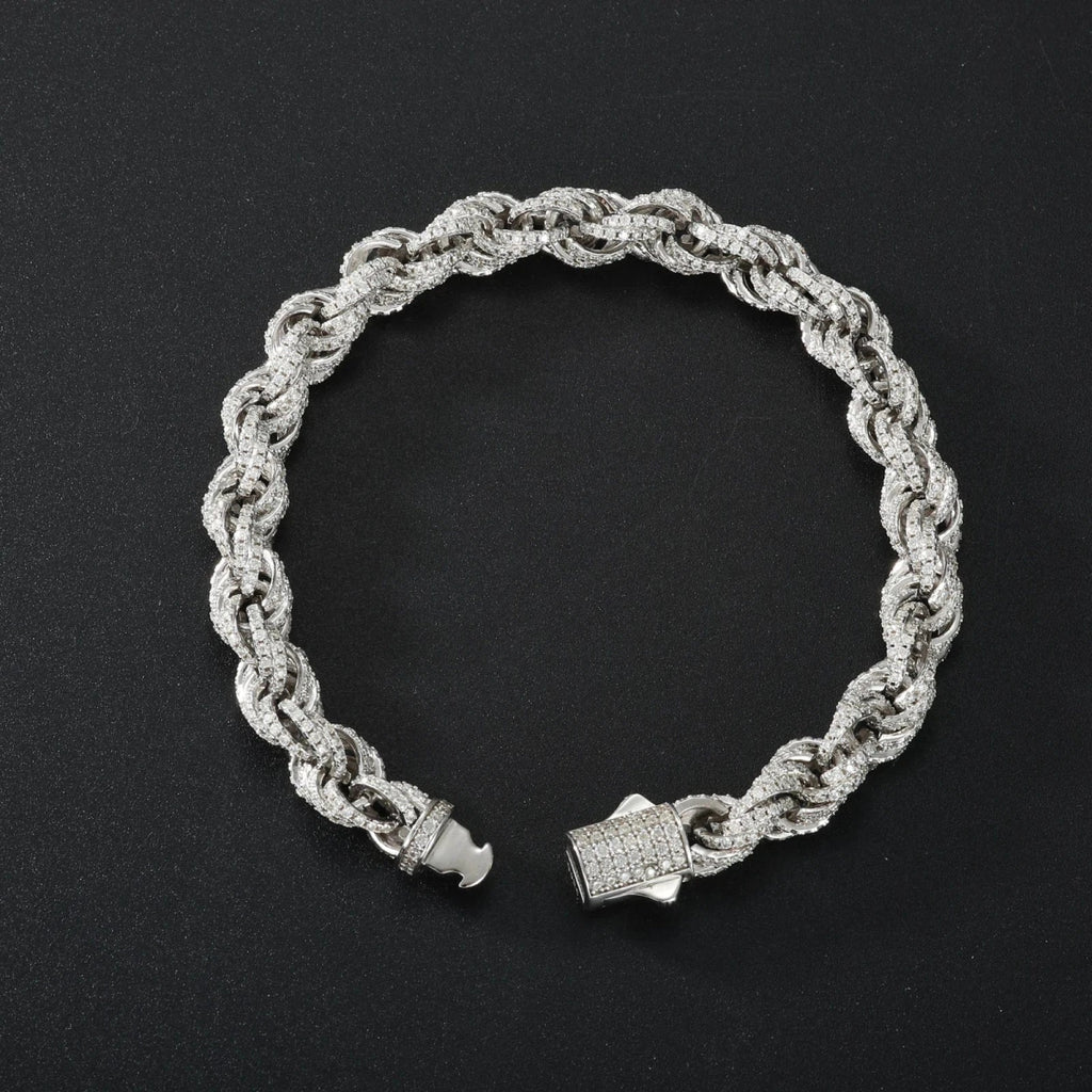 Iced Rope Bracelet – “Glacier Twist” Edition White Gold 6 IN 8MM Moissanite - Shop Gold Supply
