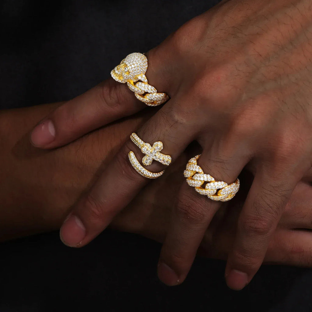Iced Skull Statement Ring – “Pharaoh’s Fury” Edition Yellow Gold 7 - Shop Gold Supply