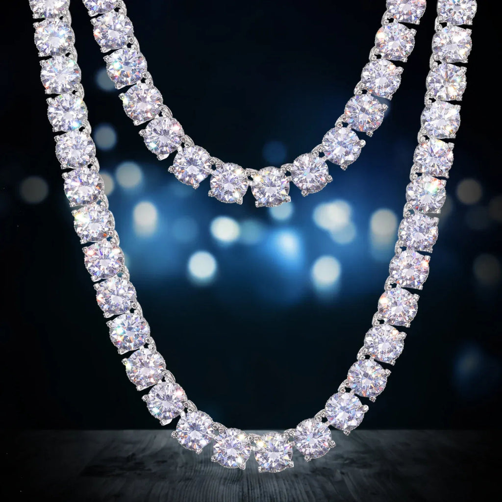 Iced Titan Moissanite Side Set Tennis Chain – “Heavyweight Halo” Edition Yellow Gold 16 IN (Necklace) - Shop Gold Supply