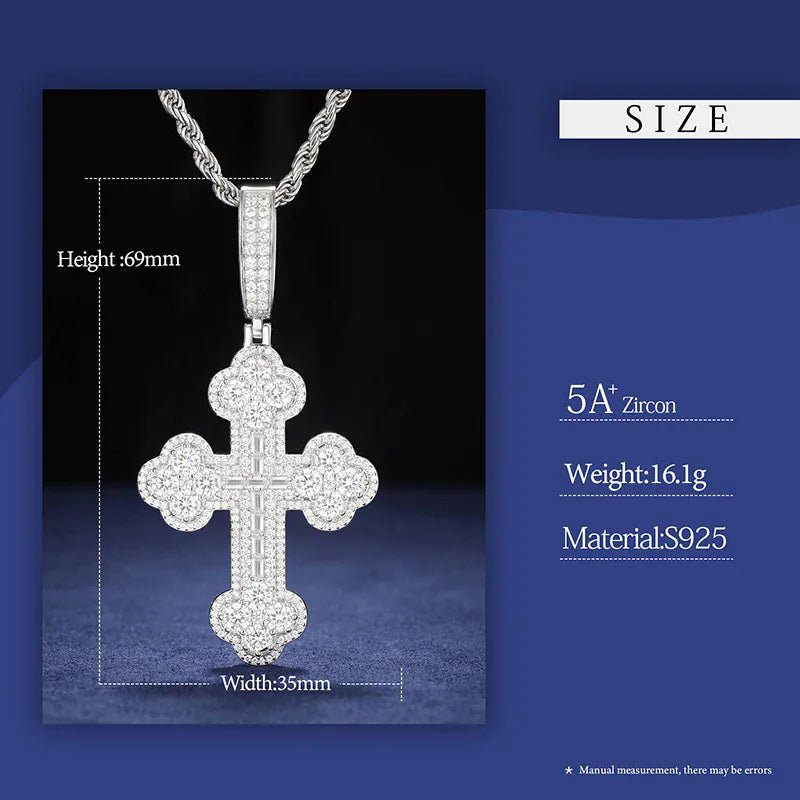 Imperial Iced Cross Pendant – “Crown of Light” Edition Moissanite White Gold - Shop Gold Supply