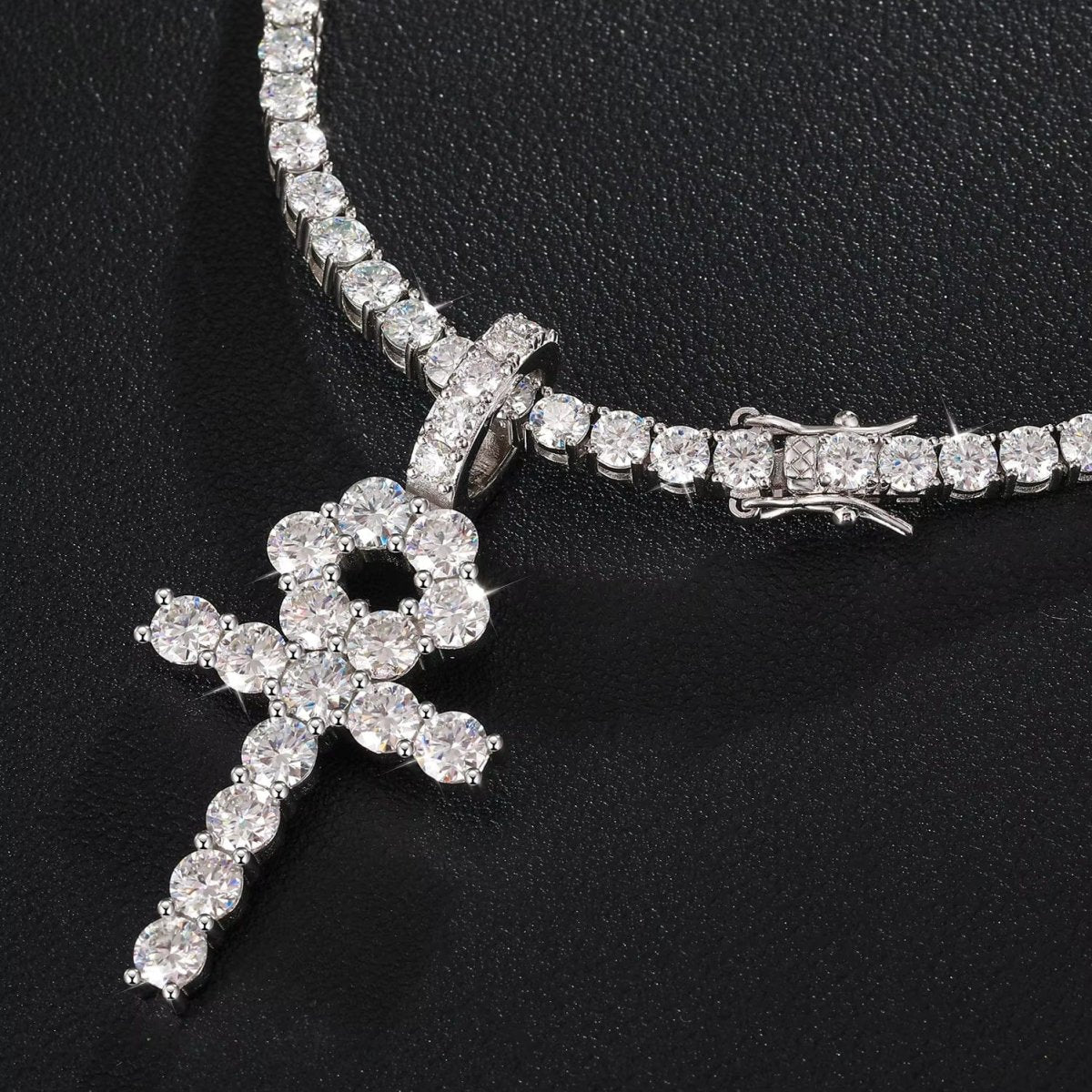 Line Set Moissanite Ankh Pendant – “Life Eternal” Edition Small - Shop Gold Supply