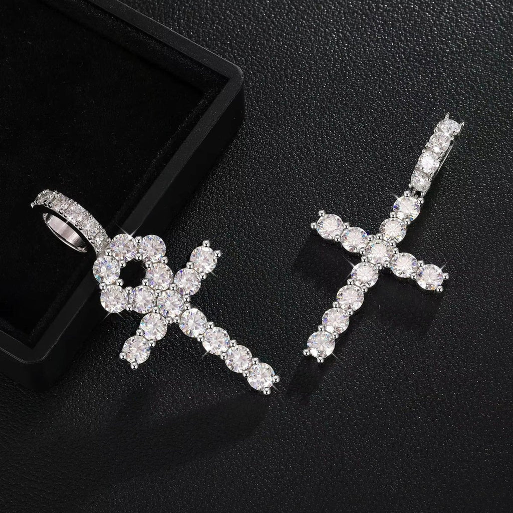 Line Set Moissanite Ankh Pendant – “Life Eternal” Edition Small - Shop Gold Supply