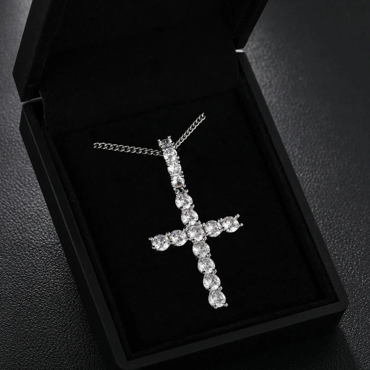 Line Set Moissanite Cross Pendant – “Pure Brilliance” Edition - Shop Gold Supply