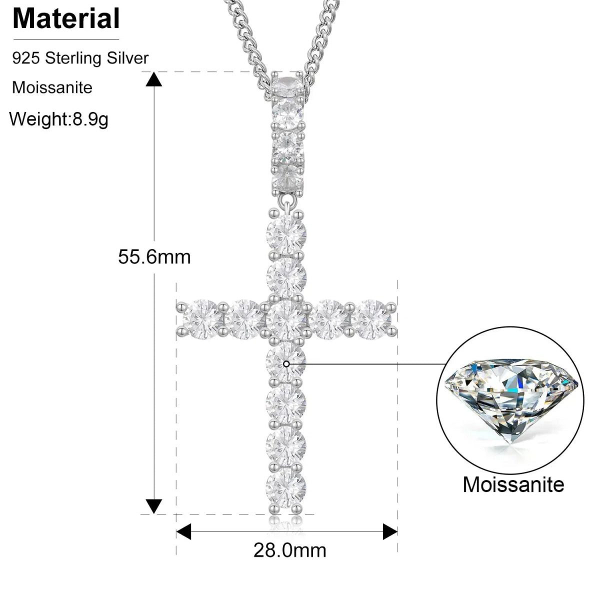 Line Set Moissanite Cross Pendant – “Pure Brilliance” Edition - Shop Gold Supply