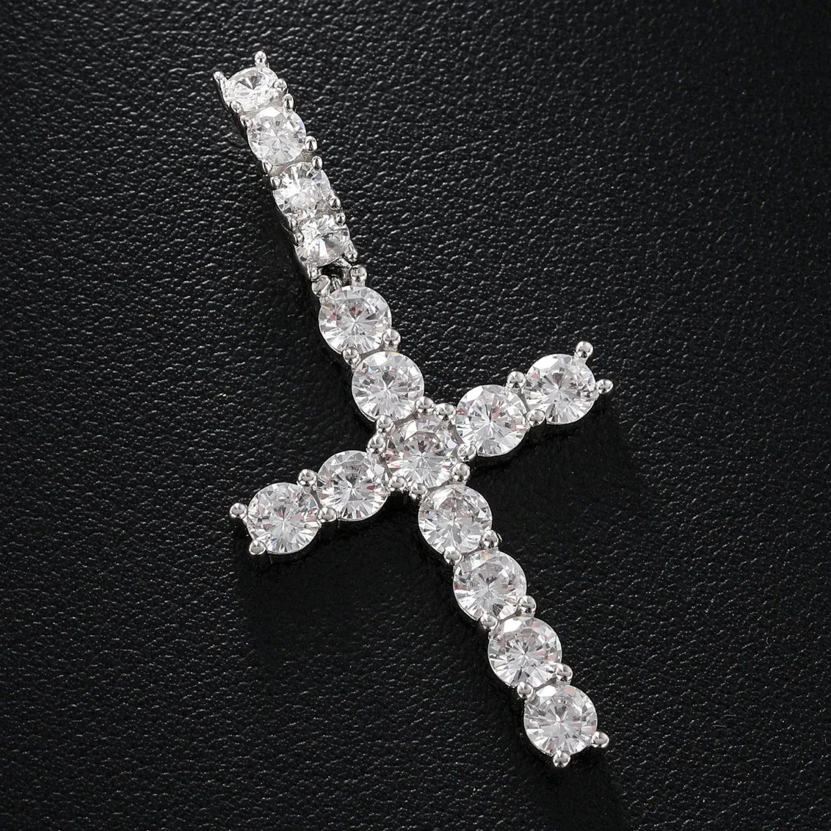 Line Set Moissanite Cross Pendant – “Pure Brilliance” Edition - Shop Gold Supply