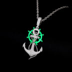 Moissanite Glow Anchor Helm Pendant – “Stormproof” Edition White Gold - Shop Gold Supply