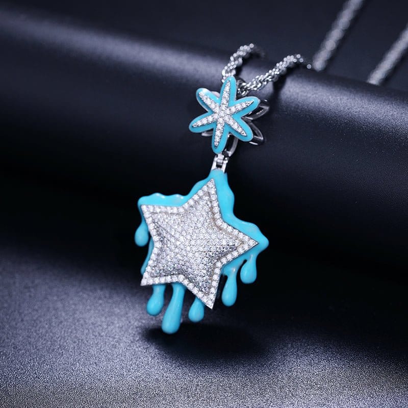 Moissanite Glow Drip Star Pendant – “Stellar Melt” Edition - The Gold Supply