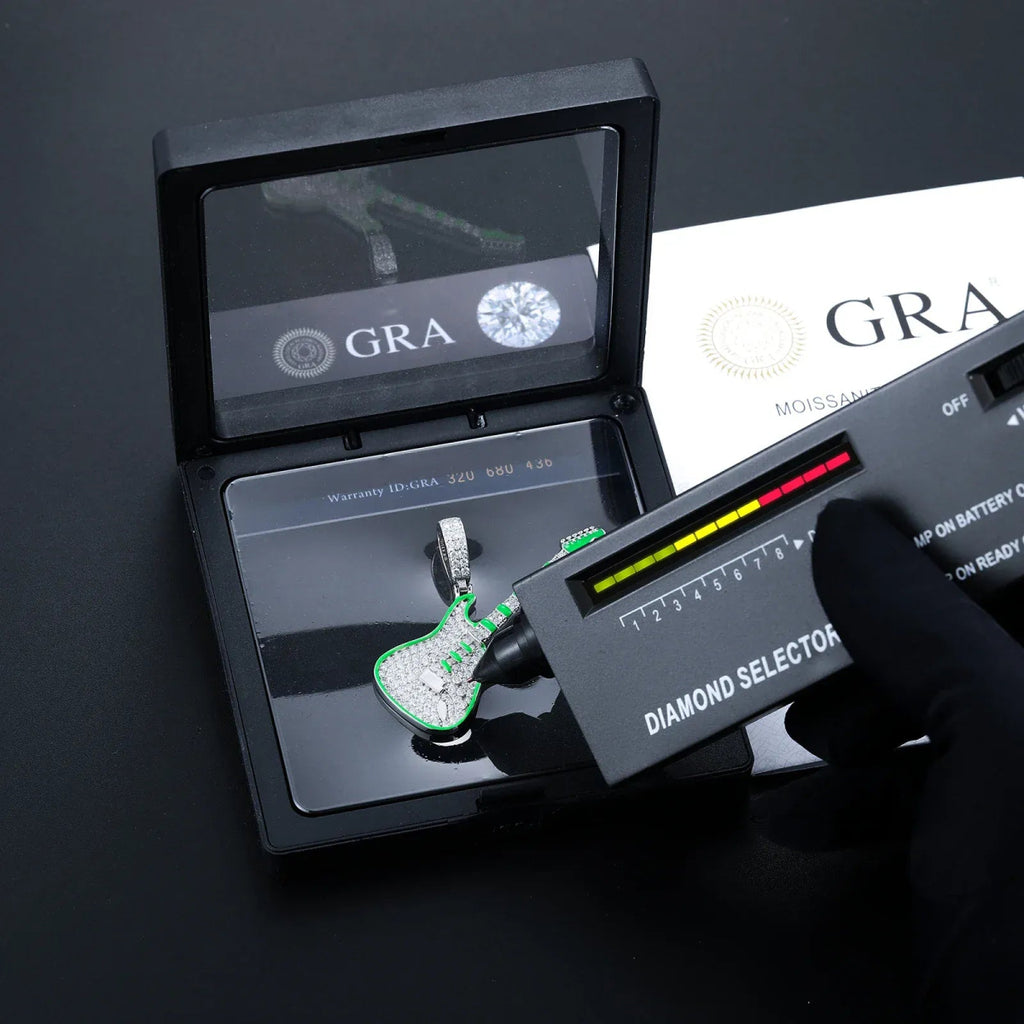 Moissanite Glow Guitar Pendant – “Electric Pulse” Edition - Shop Gold Supply