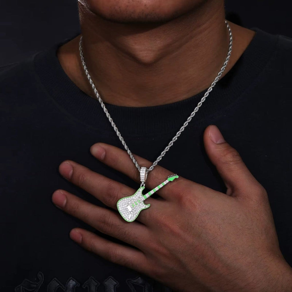 Moissanite Glow Guitar Pendant – “Electric Pulse” Edition - The Gold Supply