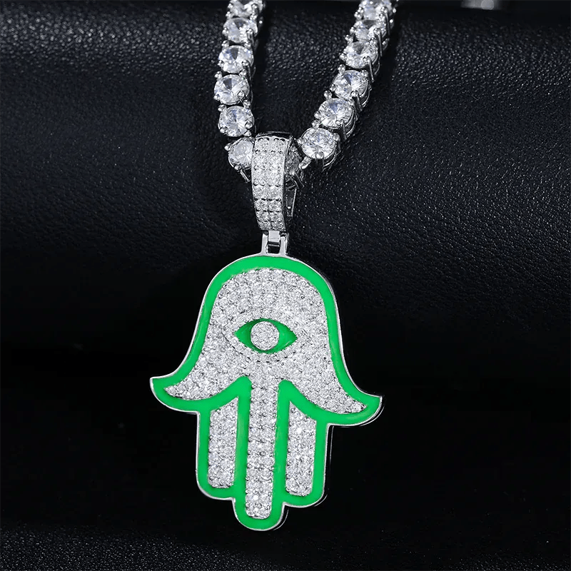 Moissanite Glow Hamsa Pendant – “Guardian Light” Edition - Shop Gold Supply