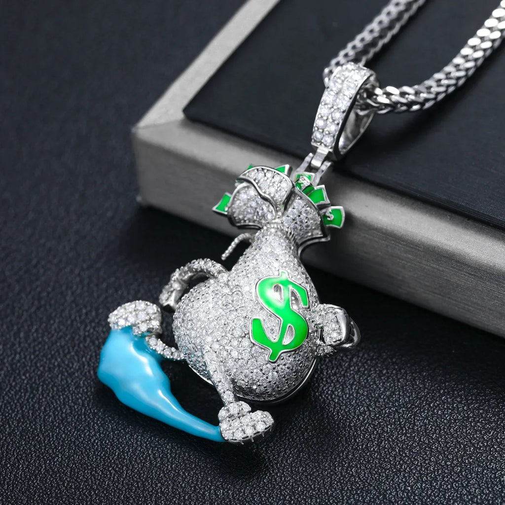 Moissanite Glow Money Bag Pendant – “Run the Bag” Edition - Shop Gold Supply