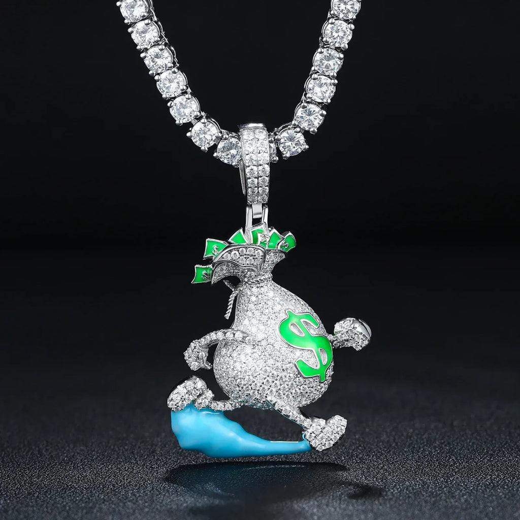 Moissanite Glow Money Bag Pendant – “Run the Bag” Edition - Shop Gold Supply