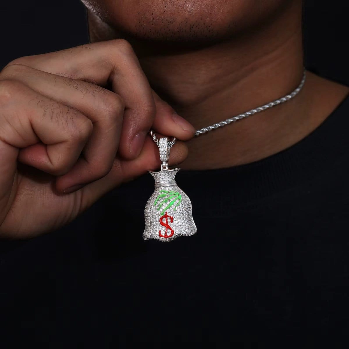Moissanite Glow Money Bag Pendant – “Secure the Bag” Edition - The Gold Supply