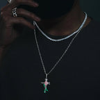 Moissanite Glow Rose Cross Pendant – “Eternal Bloom” Edition - Shop Gold Supply