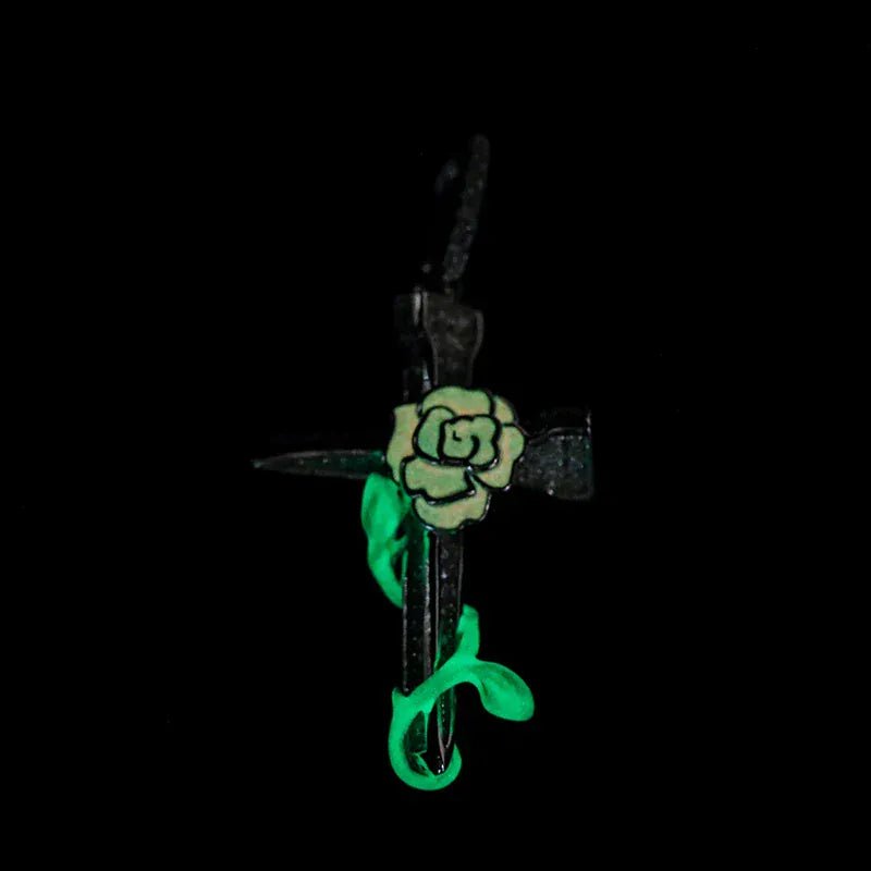 Moissanite Glow Rose Cross Pendant – “Eternal Bloom” Edition - Shop Gold Supply