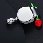 Moissanite Glow Skull & Rose Glow Pendant – “Deadly Romance” Edition White Gold - Shop Gold Supply