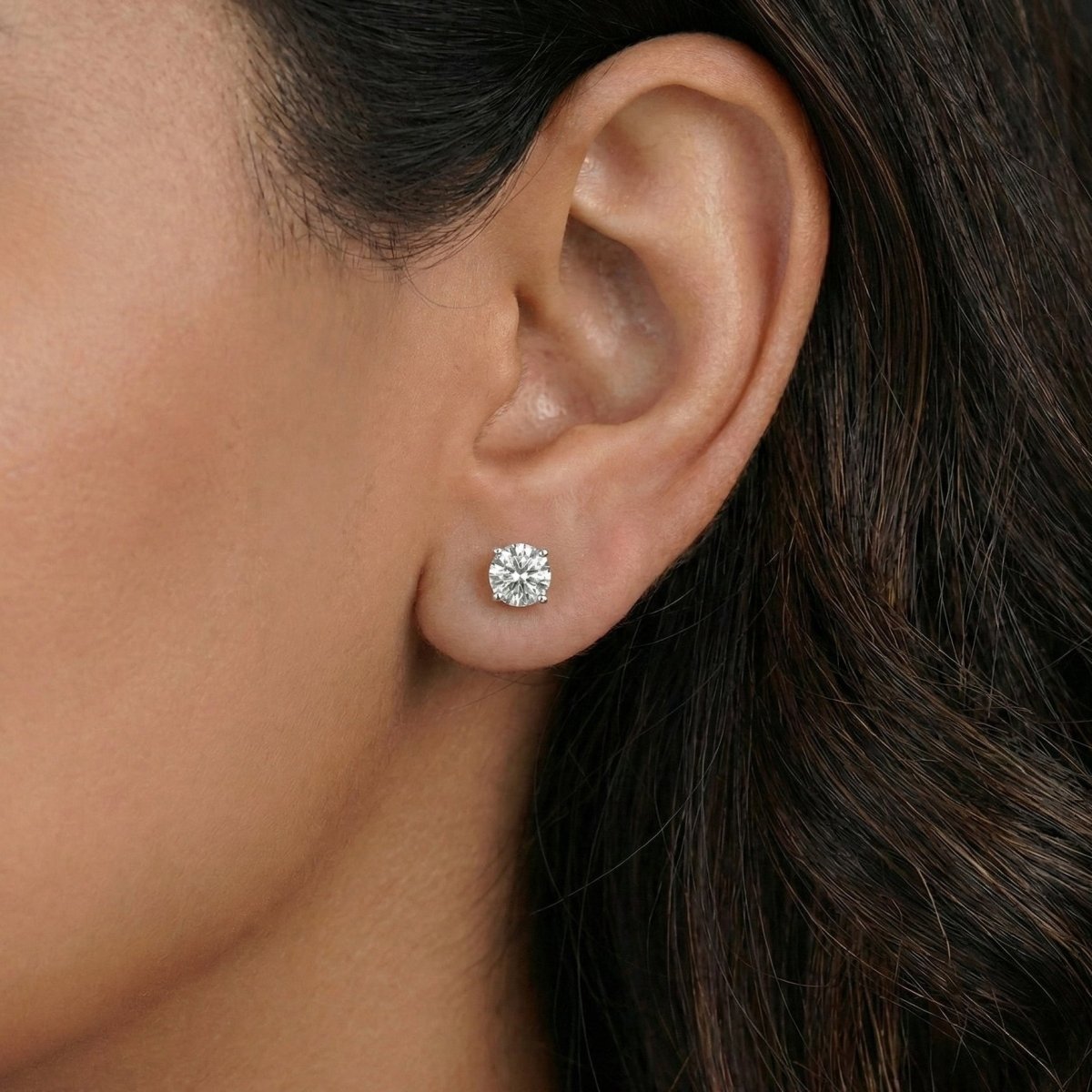 Moissanite Stud Earrings 3MM 925 Silver White Gold - Shop Gold Supply