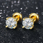Moissanite Stud Earrings 3MM 925 Silver Yellow Gold - Shop Gold Supply