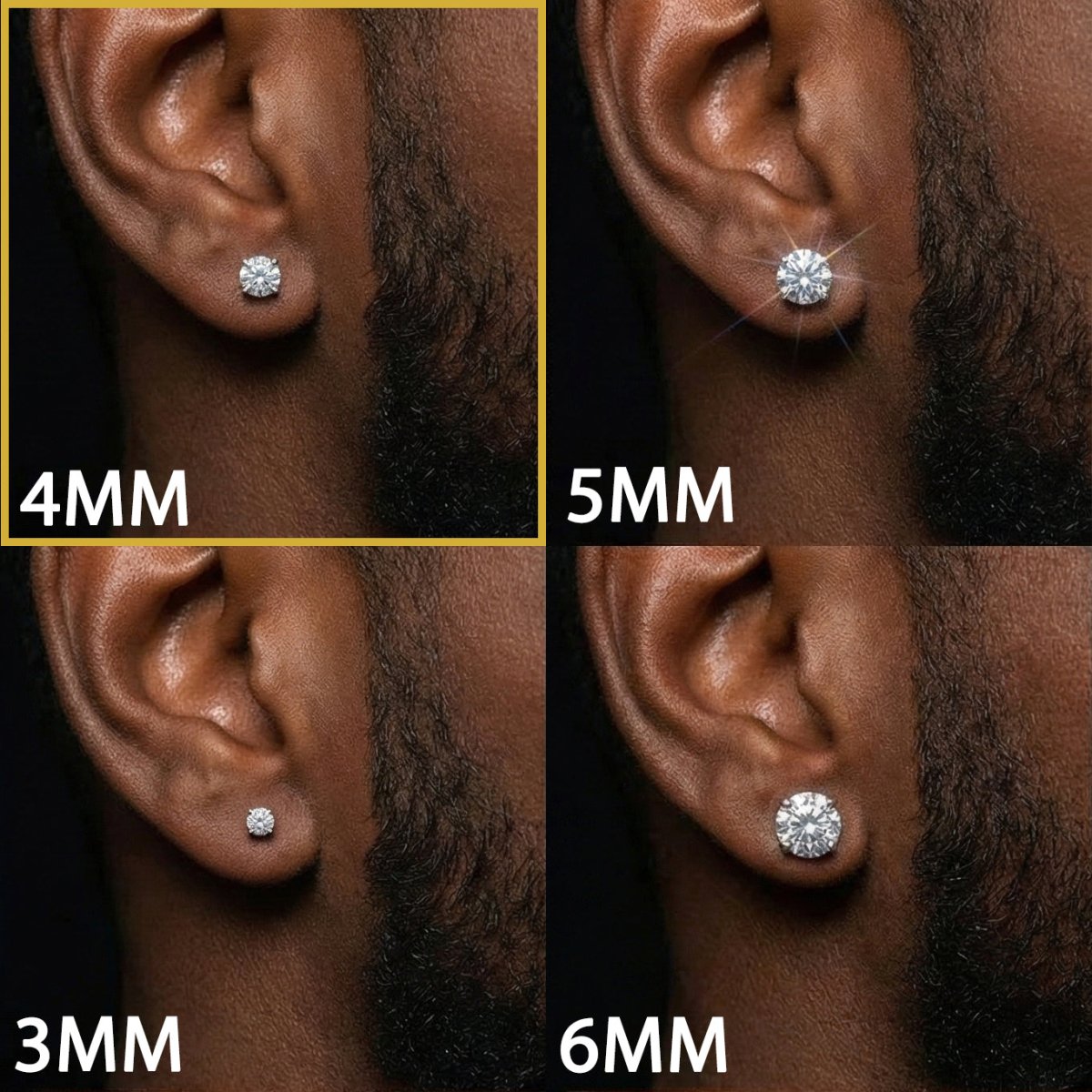 Moissanite Stud Earrings (Set of 2) 4MM 925 Silver White Gold - Shop Gold Supply