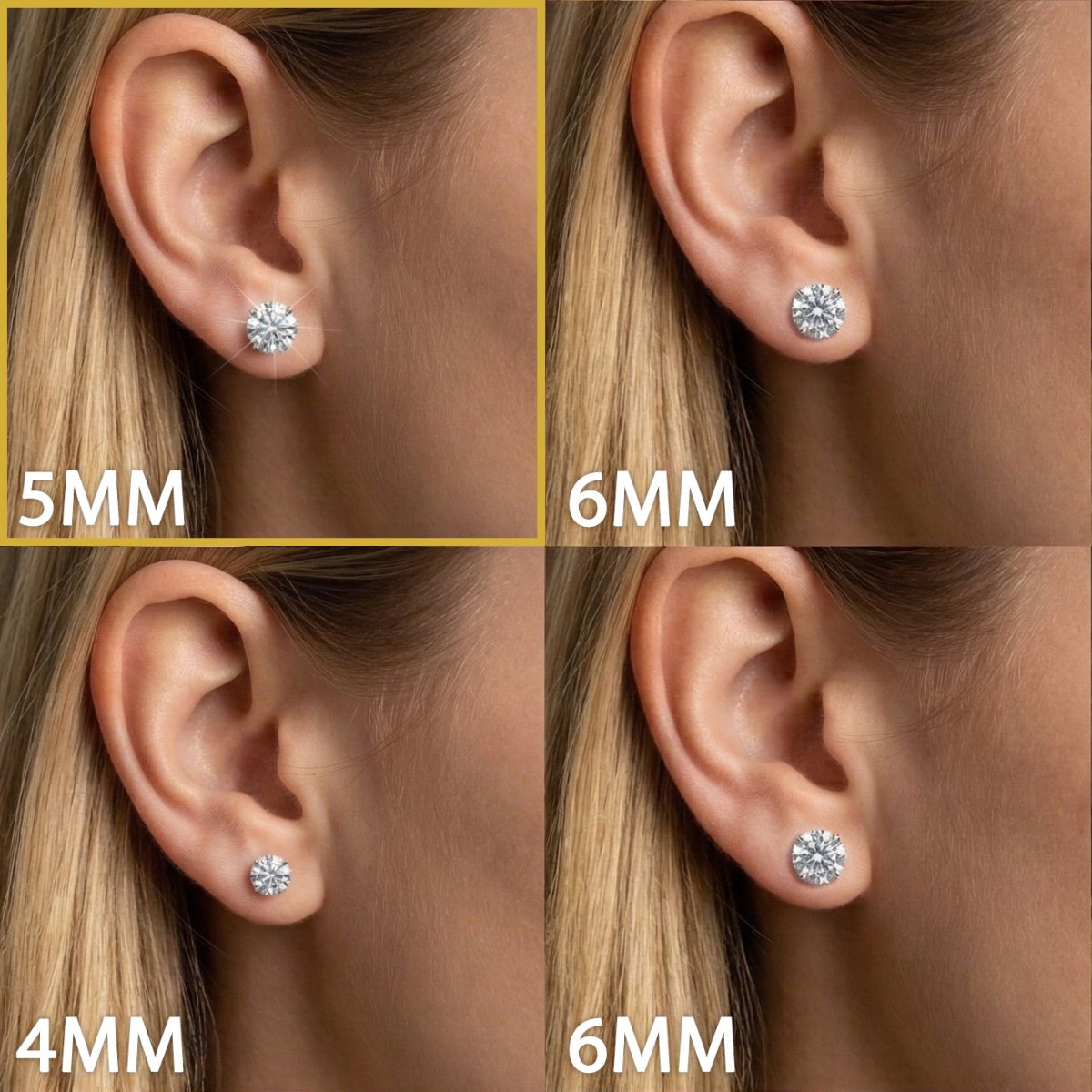 Moissanite Stud Earrings W 10MM 925 Silver White Gold - Shop Gold Supply