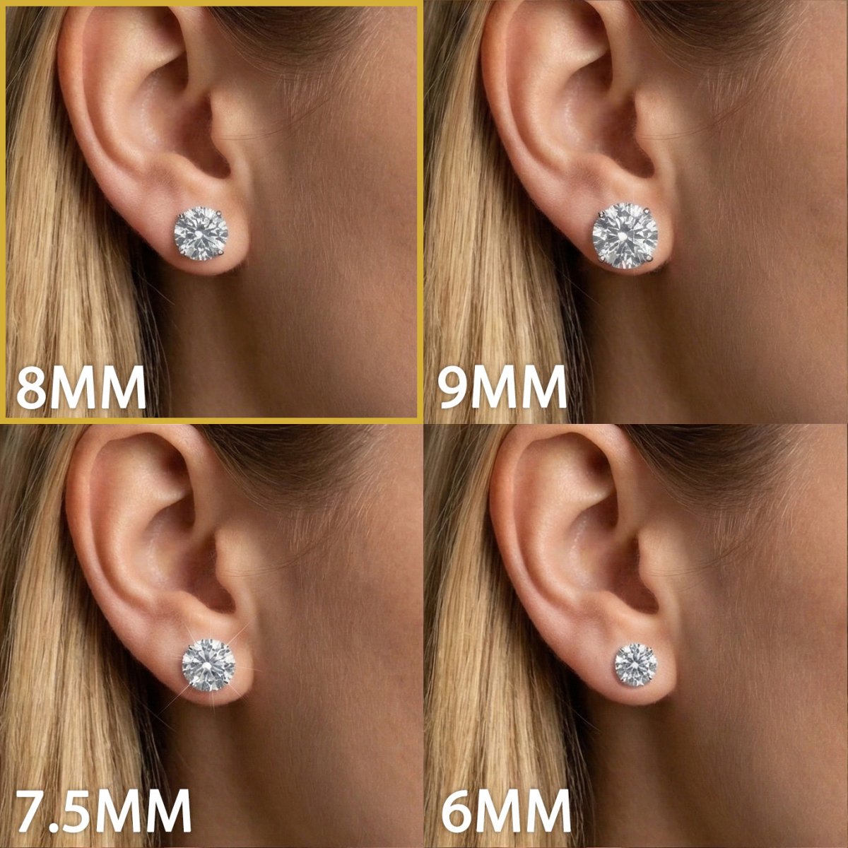 Moissanite Stud Earrings W 10MM 925 Silver White Gold - Shop Gold Supply